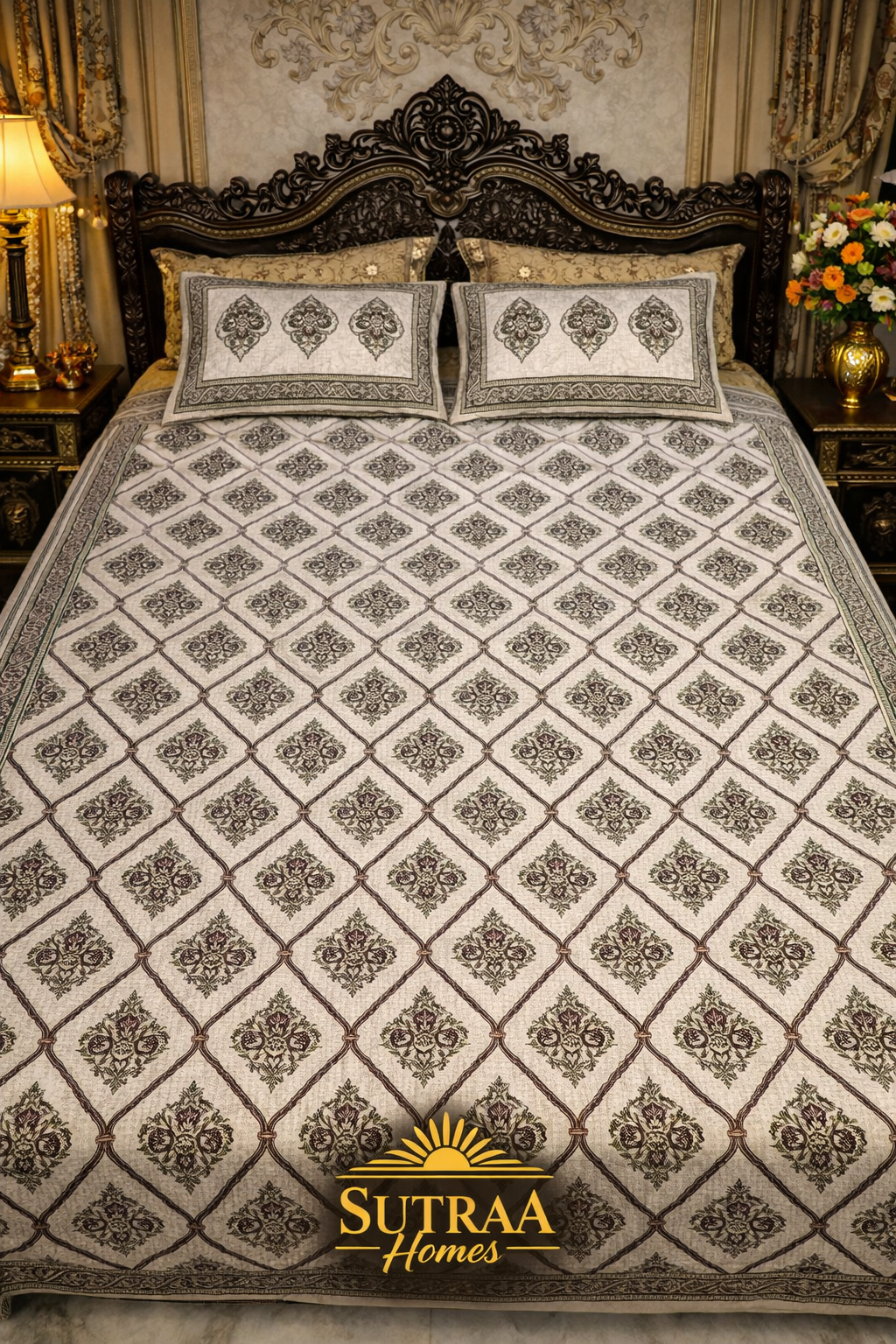 heritage lattice cotton | double bedsheet | 240tc heritage lattice cotton | double bedsheet | 240tc