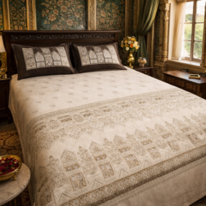 shahi mehrab ivory heritage | luxury double bedsheet | 100% cotton | 240tc