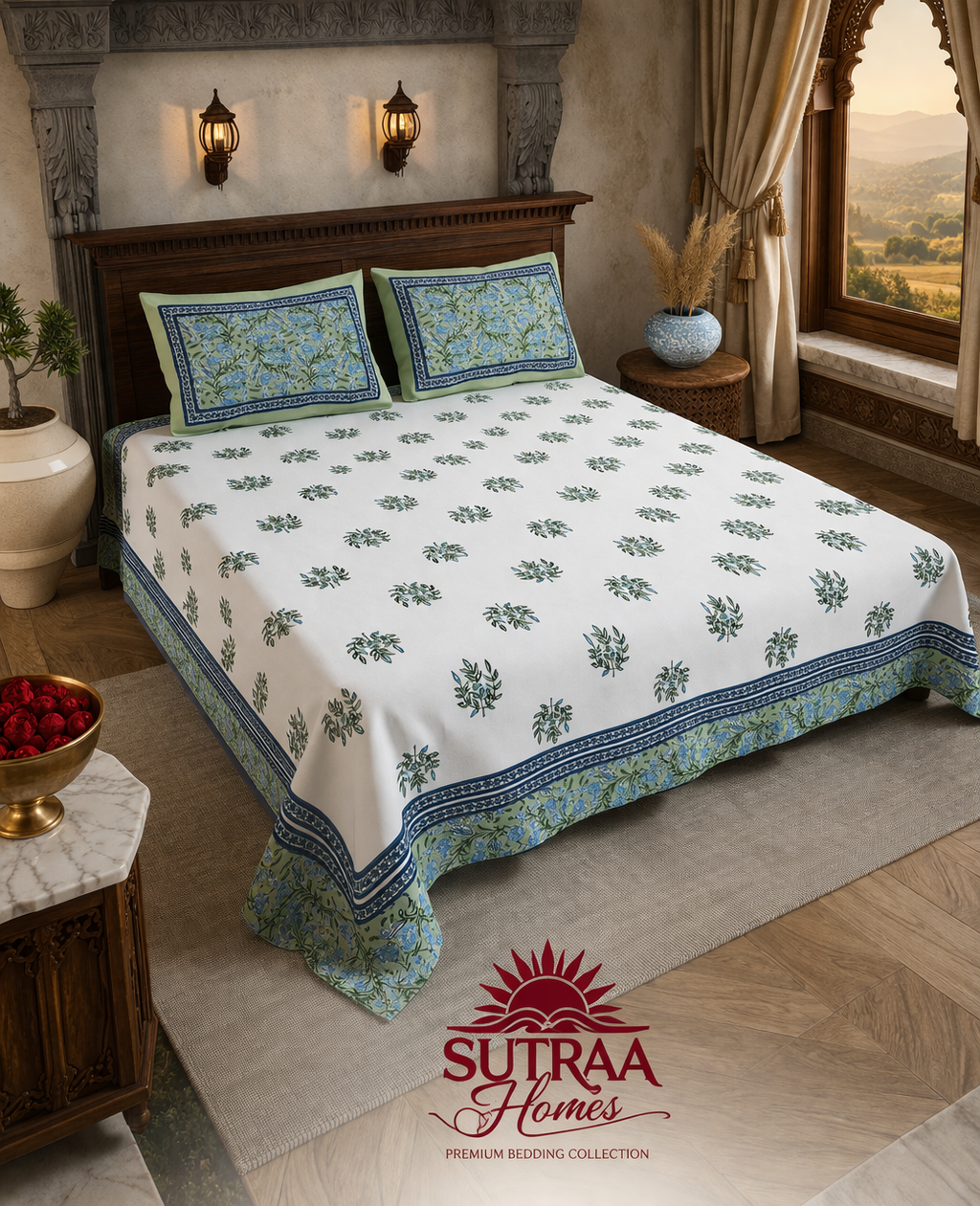 gul aangan verdant heritage | double bedsheet | 100% premium cotton gul aangan verdant heritage | double bedsheet | 100% premium cotton
