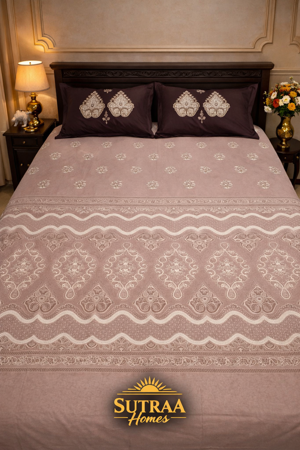 sheesh mahal mocha | double bedsheet | 100% cotton sheesh mahal mocha | double bedsheet | 100% cotton