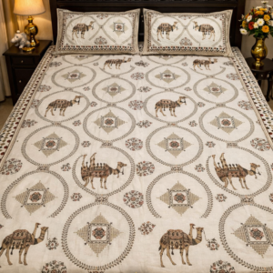 desert camel heritage | cotton double bedsheet set | 240 tc
