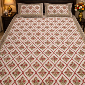 ruby lattice cotton | double bedsheet set | 145 tc