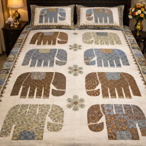 royal barmer elephant | cotton double bedsheet set | 145 tc