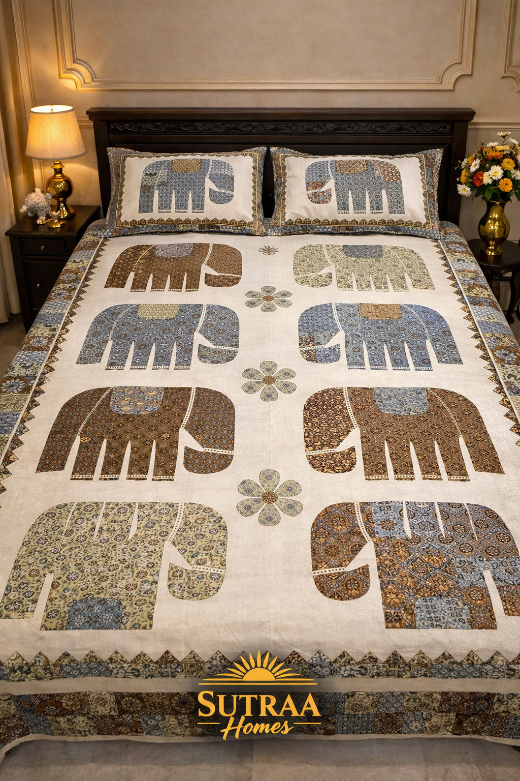 royal barmer elephant | cotton double bedsheet set | 145 tc royal barmer elephant | cotton double bedsheet set | 145 tc