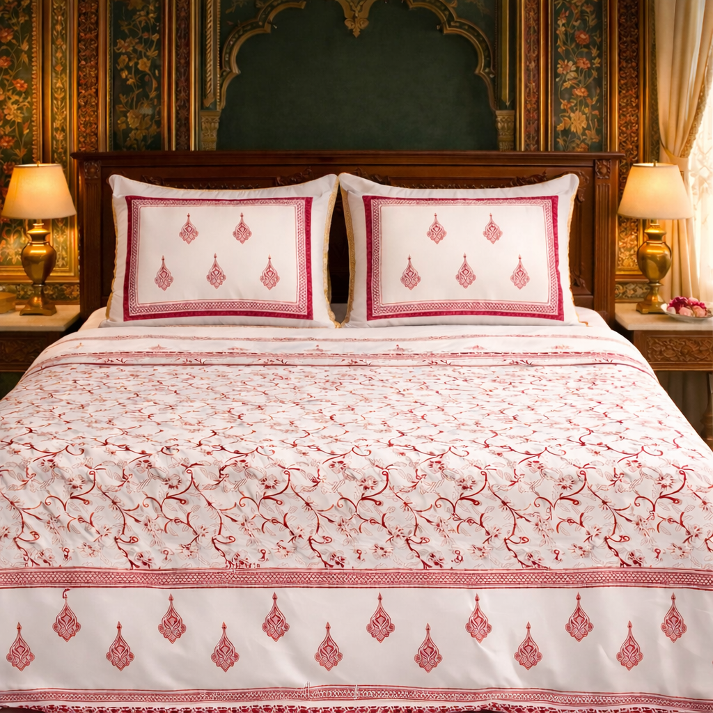 surkh bel jaal heritage cotton bedsheet | double bedsheet | 100% pure cotton