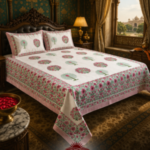 jaipur gul phool buta heritage | double bedsheet | 100% premium cotton