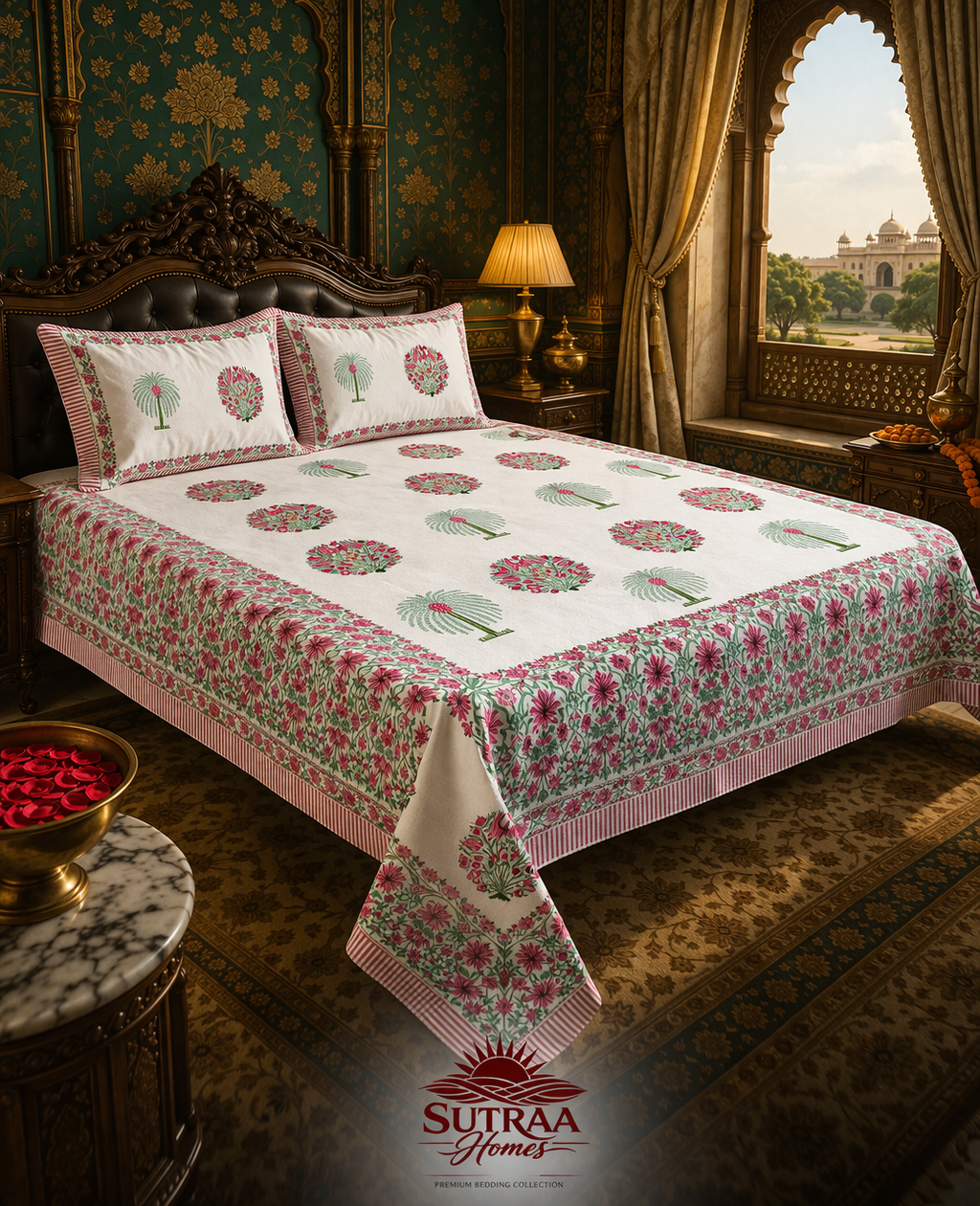 jaipur gul phool buta heritage | double bedsheet | 100% premium cotton jaipur gul phool buta heritage | double bedsheet | 100% premium cotton
