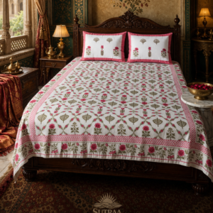 gulab jaal heritage cotton | double bedsheet | 100% pure cotton