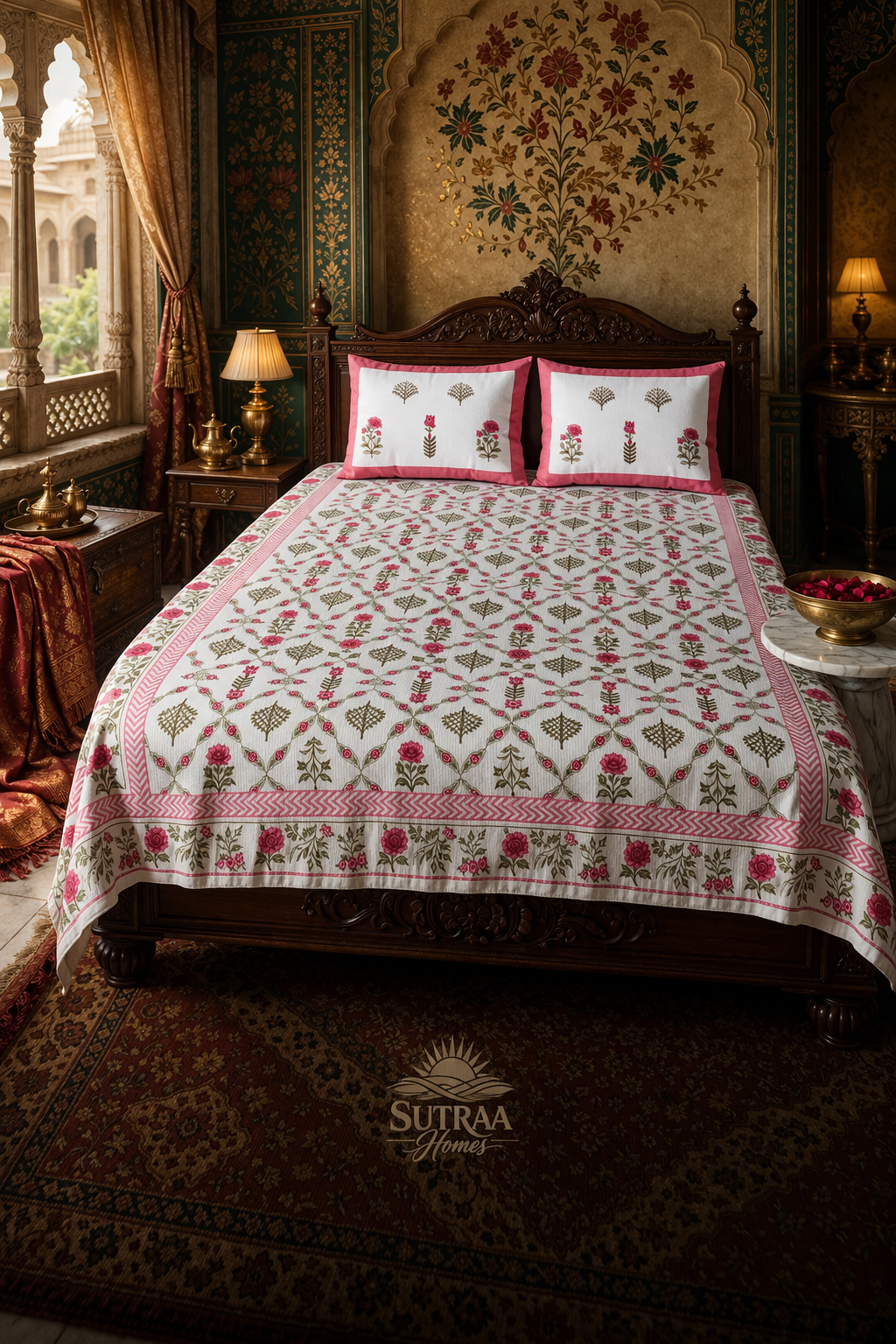 gulab jaal heritage cotton | double bedsheet | 100% pure cotton gulab jaal heritage cotton | double bedsheet | 100% pure cotton